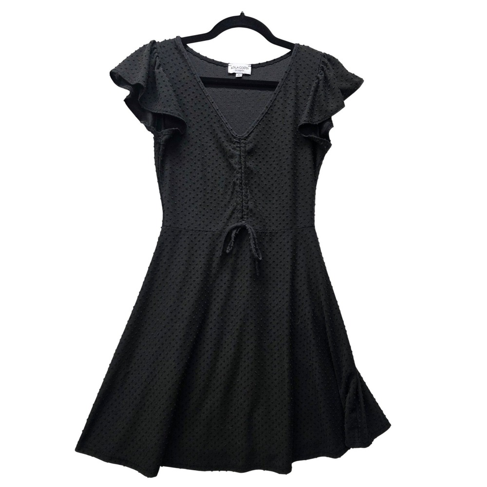 Rolla Coster Los Angeles Black Swiss Dot Witchy Goth Romantic Med Ruffle Sleeve